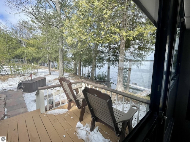 deck with a water view