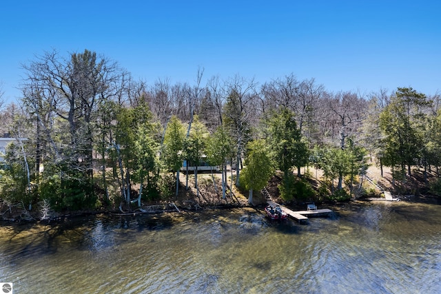water view featuring a floating dock