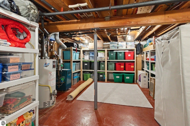 storage room with gas water heater