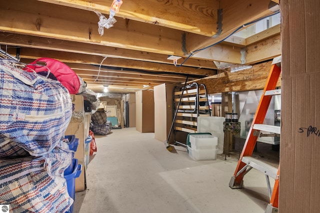 view of unfinished basement