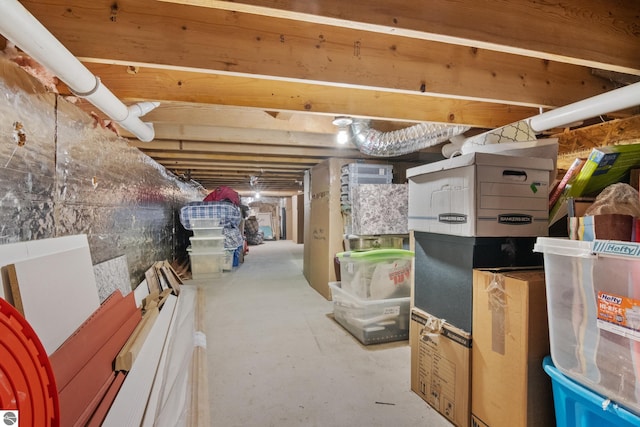 view of unfinished basement