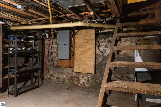 unfinished below grade area featuring electric panel