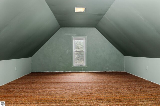 additional living space featuring lofted ceiling