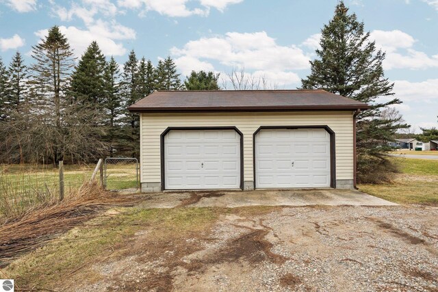 view of detached garage