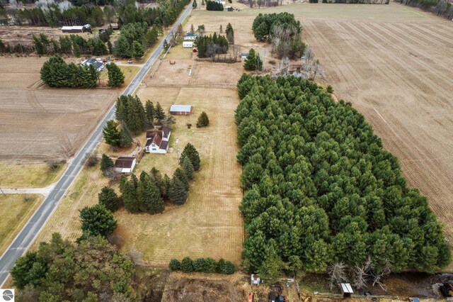 aerial view with a rural view