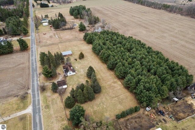 aerial view with a rural view