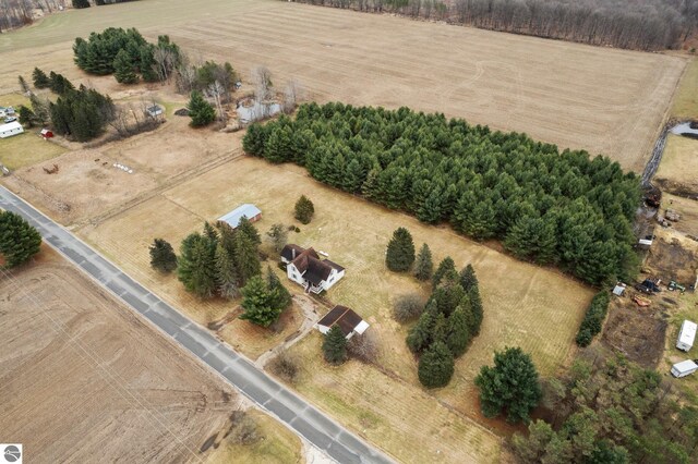bird's eye view with a rural view