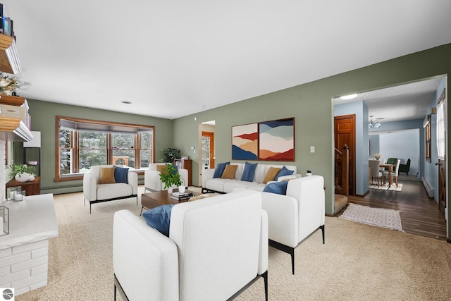 800 Evart St, Cadillac, MI 49601 - living room with a baseboard heating unit and baseboard heating