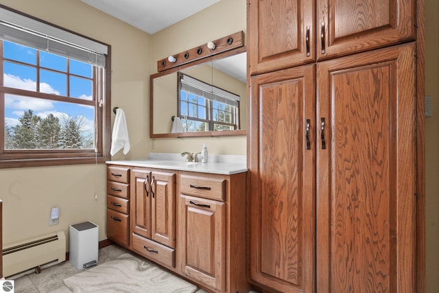 800 Evart St, Cadillac, MI 49601 - bathroom with vanity and a baseboard heating unit