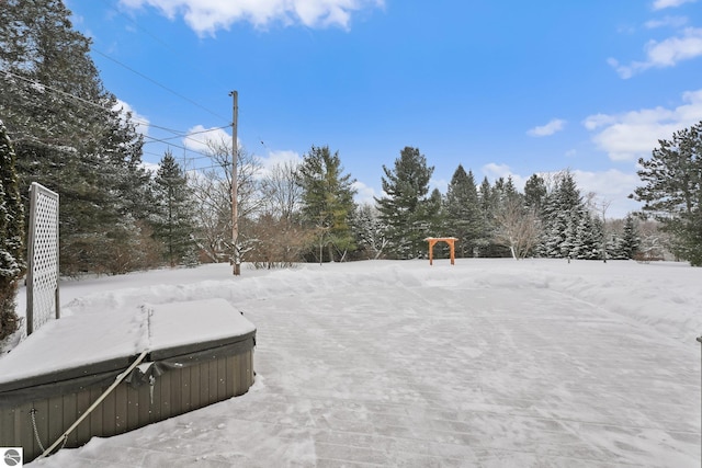 800 Evart St, Cadillac, MI 49601 - snowy yard with a hot tub
