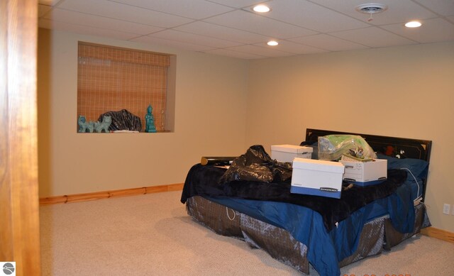 102 James Sq, Roscommon, MI 48653 - carpeted bedroom with baseboards, recessed lighting, and a paneled ceiling