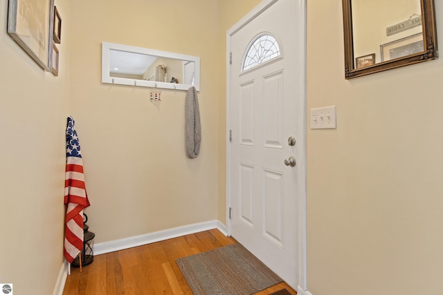 112 N Benzie Blvd, Beulah, MI 49617 - foyer featuring baseboards and wood finished floors