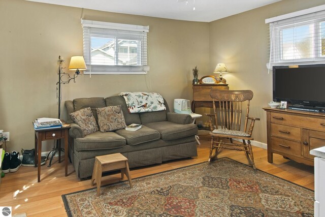 112 N Benzie Blvd, Beulah, MI 49617 - living room with light wood finished floors and baseboards