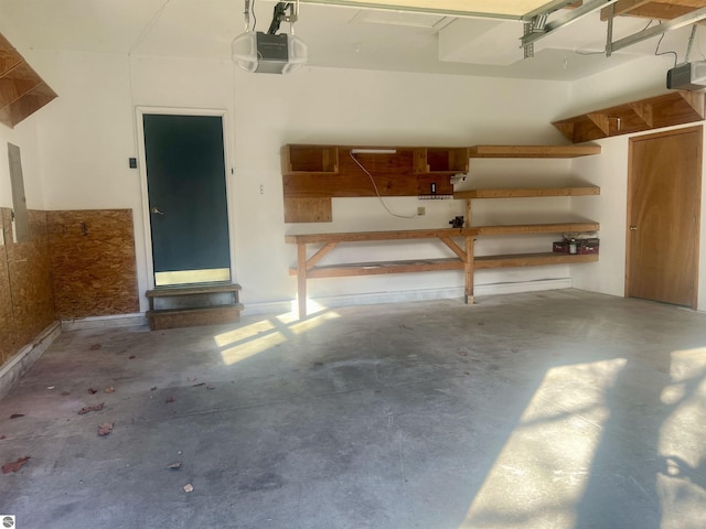 garage with a garage door opener