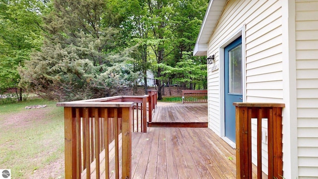 12110 Jonathan Dr, Rapid City, MI 49676 - view of wooden deck