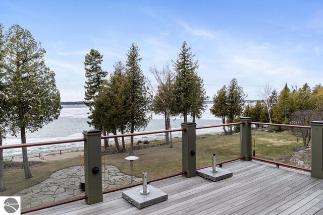6579 Woods Creek Dr, Charlevoix, MI 49720 - deck with a water view