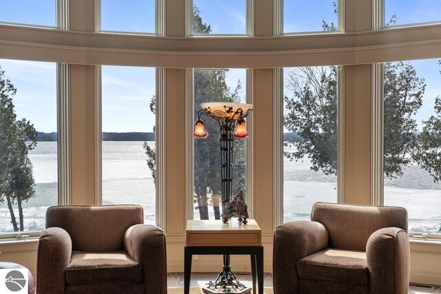 6579 Woods Creek Dr, Charlevoix, MI 49720 - interior space with a high ceiling and visible vents