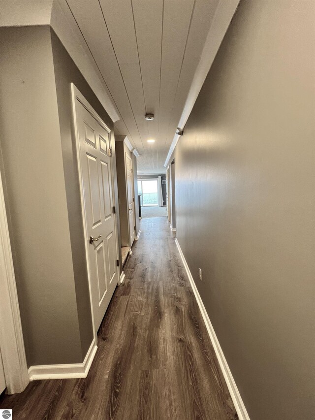 624 S Lake St, Cadillac, MI 49601 - corridor with baseboards and dark wood finished floors
