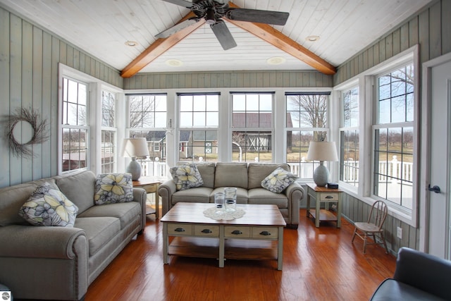 sunroom featuring wood finished floors and a healthy amount of sunlight