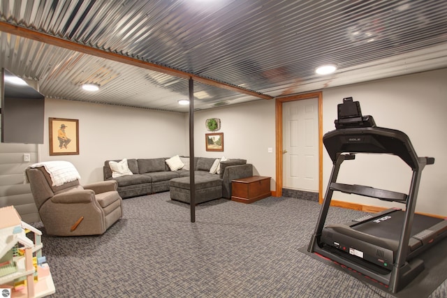 exercise room featuring carpet floors