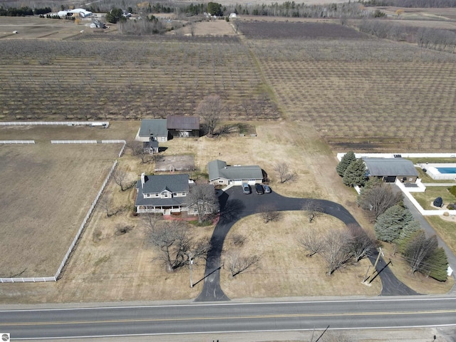 bird's eye view with a rural view