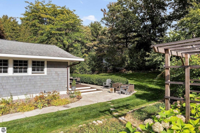 view of yard with a patio area