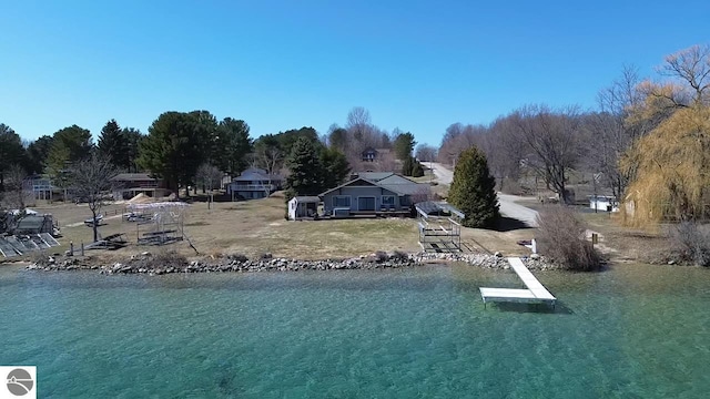 exterior space featuring a water view
