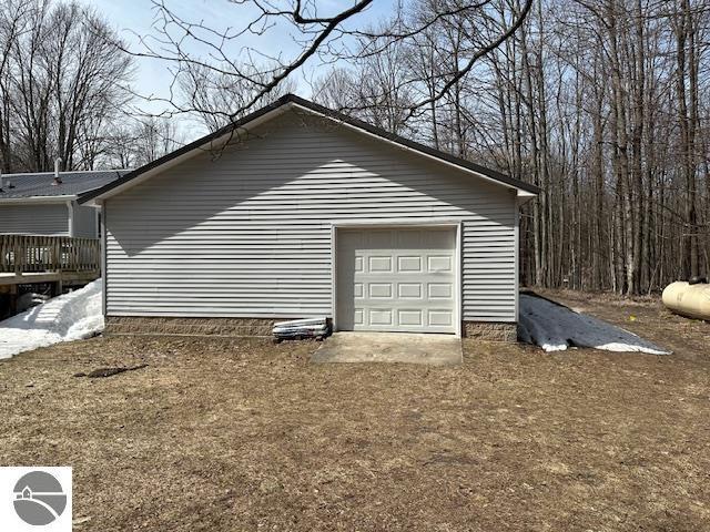 view of detached garage