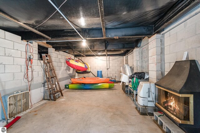 view of unfinished basement