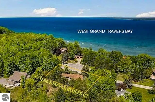 bird's eye view featuring a water view