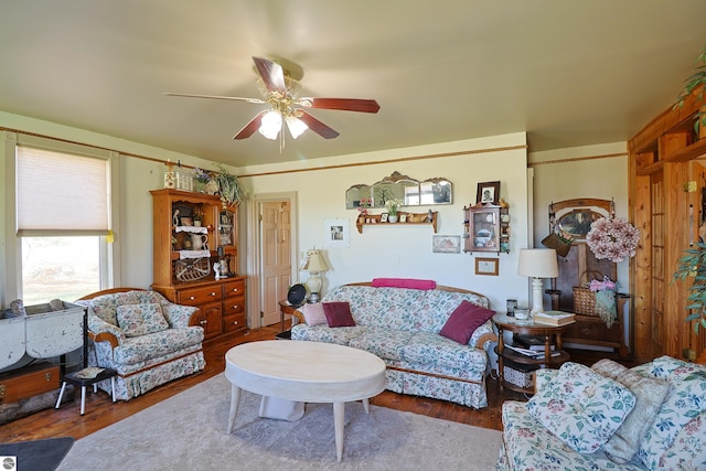 2587 S Coldwater Rd, Mount Pleasant, MI 48858 - living room with a ceiling fan and wood finished floors
