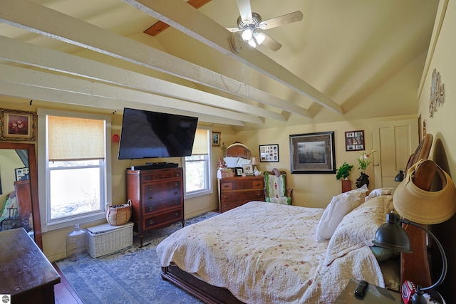 2587 S Coldwater Rd, Mount Pleasant, MI 48858 - bedroom featuring lofted ceiling with beams