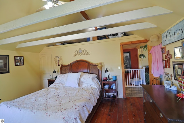 2587 S Coldwater Rd, Mount Pleasant, MI 48858 - bedroom featuring vaulted ceiling with beams and hardwood / wood-style flooring