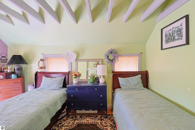 2587 S Coldwater Rd, Mount Pleasant, MI 48858 - bedroom featuring lofted ceiling with beams