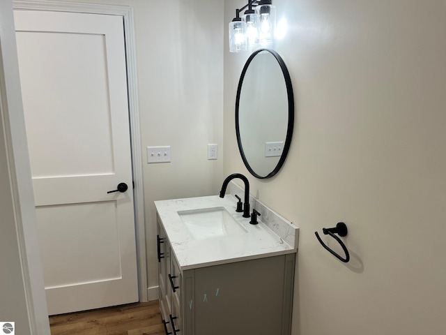 bathroom featuring wood finished floors and vanity