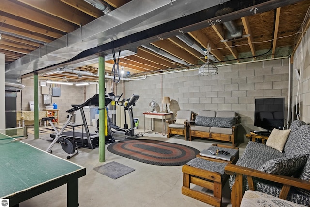 view of unfinished basement
