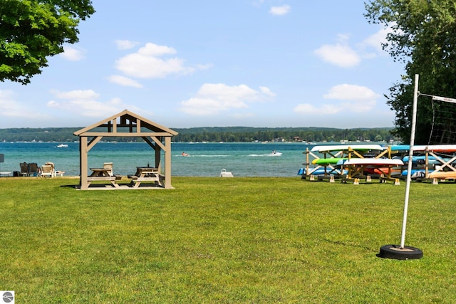 view of water feature with a gazebo