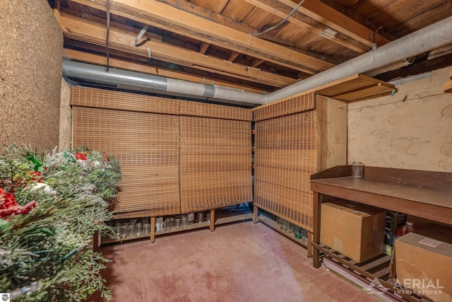 below grade area featuring carpet floors