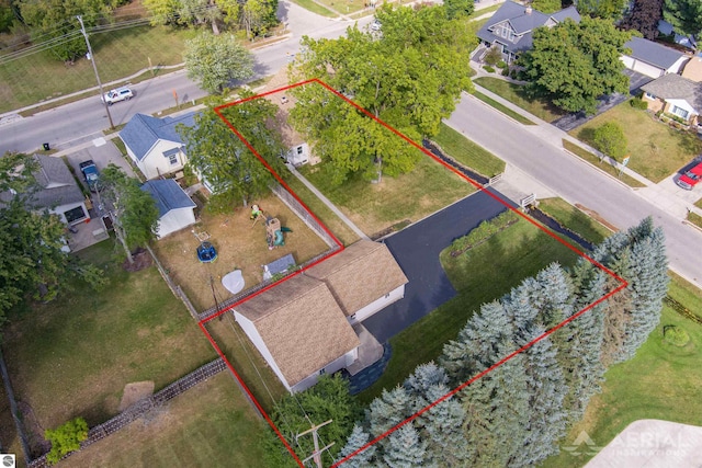 drone / aerial view with a residential view