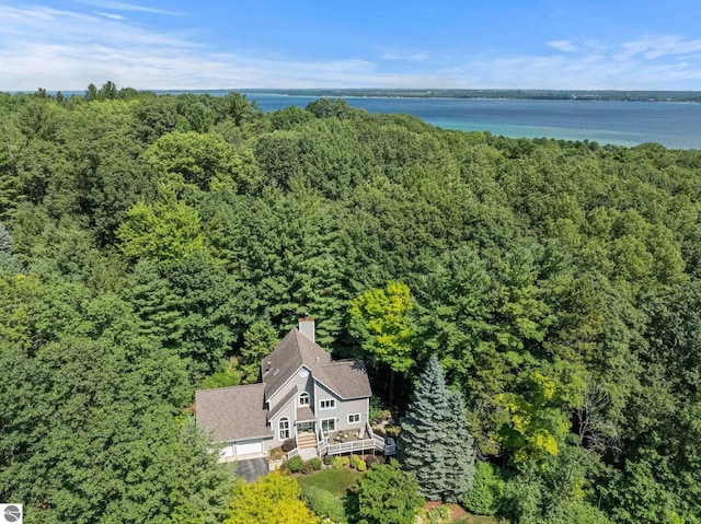2127 E Timberlane Dr, Traverse City, MI 49686 - birds eye view of property with a forest view and a water view