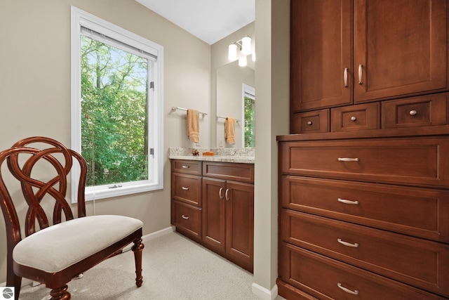 2127 E Timberlane Dr, Traverse City, MI 49686 - bathroom with baseboards, plenty of natural light, and vanity