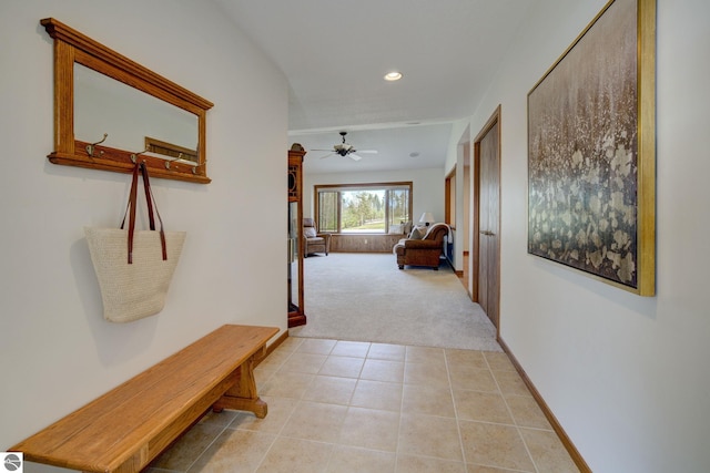 1339 Killdeer Ln, Kingsley, MI 49649 - corridor with light carpet, light tile patterned floors, and recessed lighting