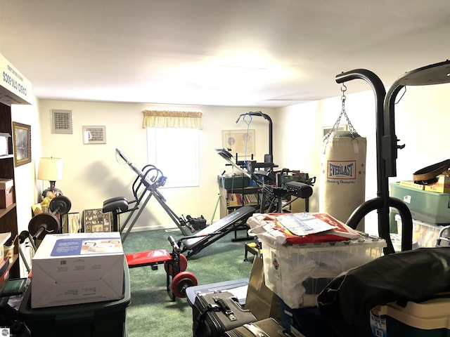 7119 Lakewood Dr, Oscoda, MI 48750 - exercise area featuring carpet flooring and visible vents
