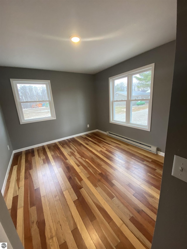 7228B S M-88, Bellaire, MI 49615 - empty room featuring baseboard heating, hardwood / wood-style flooring, and baseboards