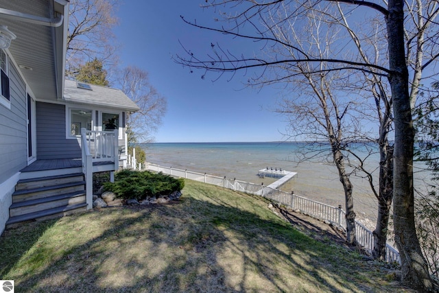view of water feature with a fenced backyard