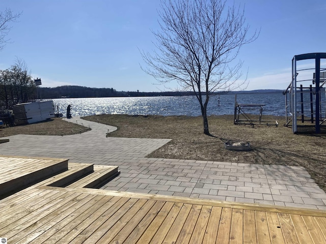 exterior space featuring a water view