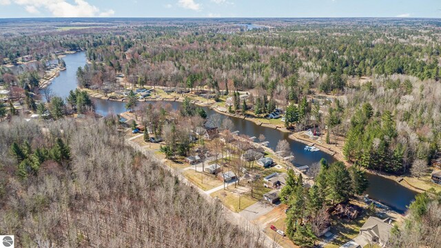 3901 W Thendara Dr, Gladwin, MI 48624 - drone / aerial view with a wooded view and a water view