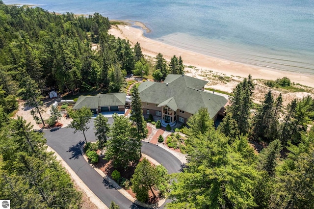 5343 Michibay Dr, Manistique, MI 49854 - aerial view with a beach view and a water view