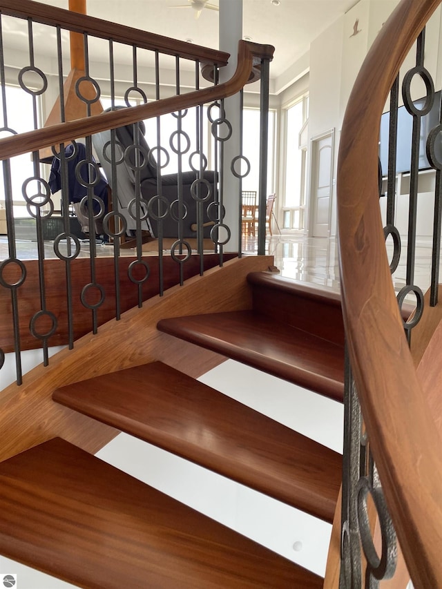 5343 Michibay Dr, Manistique, MI 49854 - stairs featuring wood finished floors