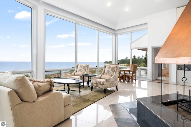 5343 Michibay Dr, Manistique, MI 49854 - interior space featuring recessed lighting and a water view